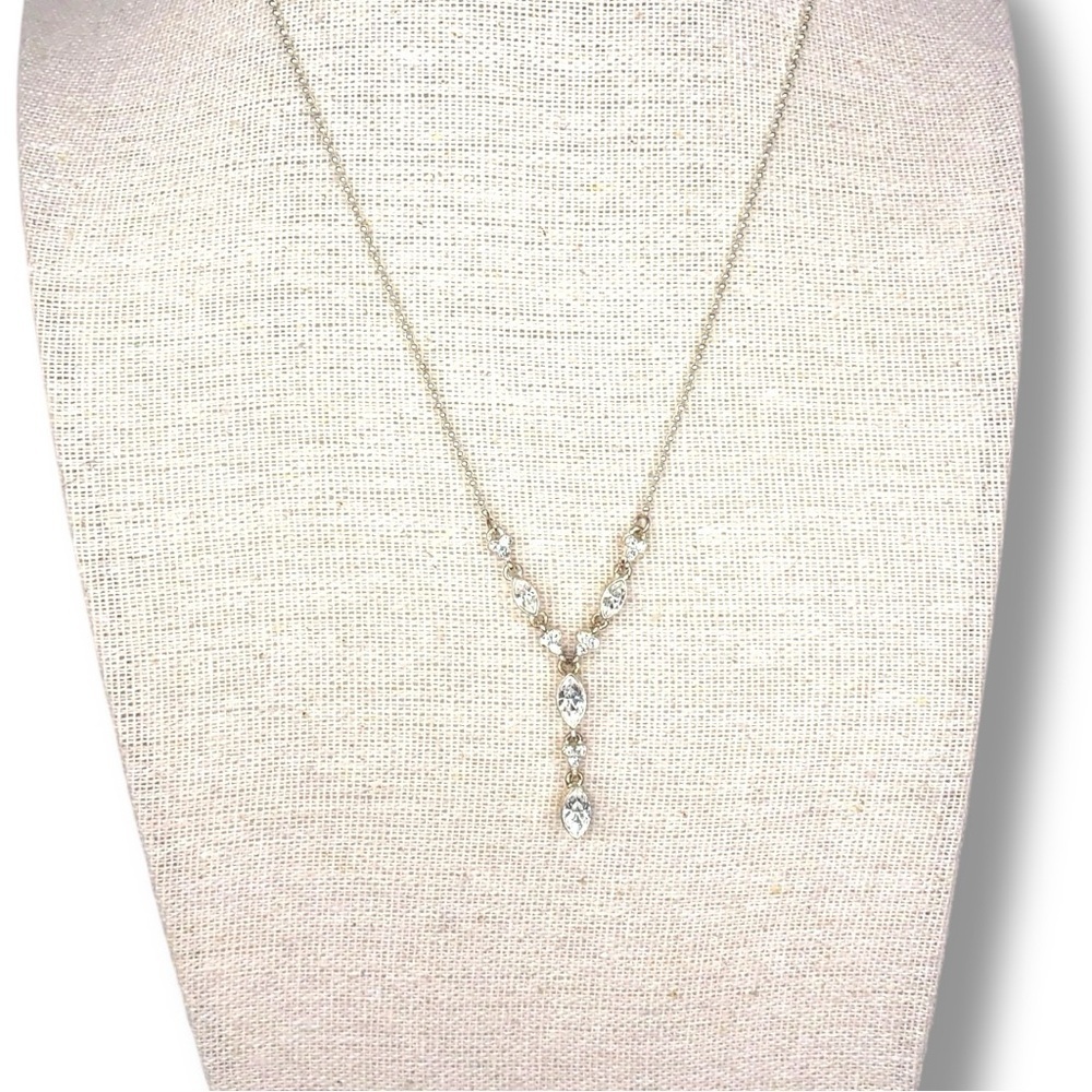 Vintage Monet Silver Rhinestone Necklace Wedding Event Party Formal Prom